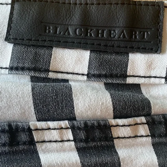 Blackheart Black & White Stripe Zippered Stingerette Jeans Juniors Size 1 GUC - Picture 9 of 12